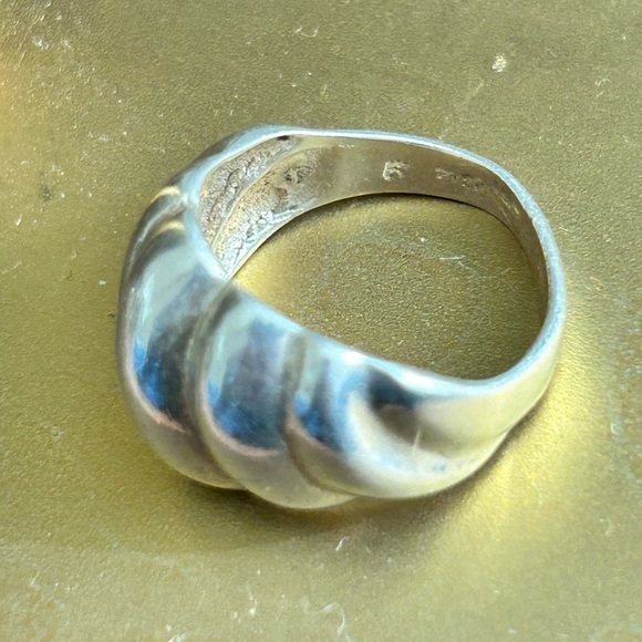 Sterling Silver fluted shrimp-style chunky ring, vintage, Classic - Picture 4 of 4